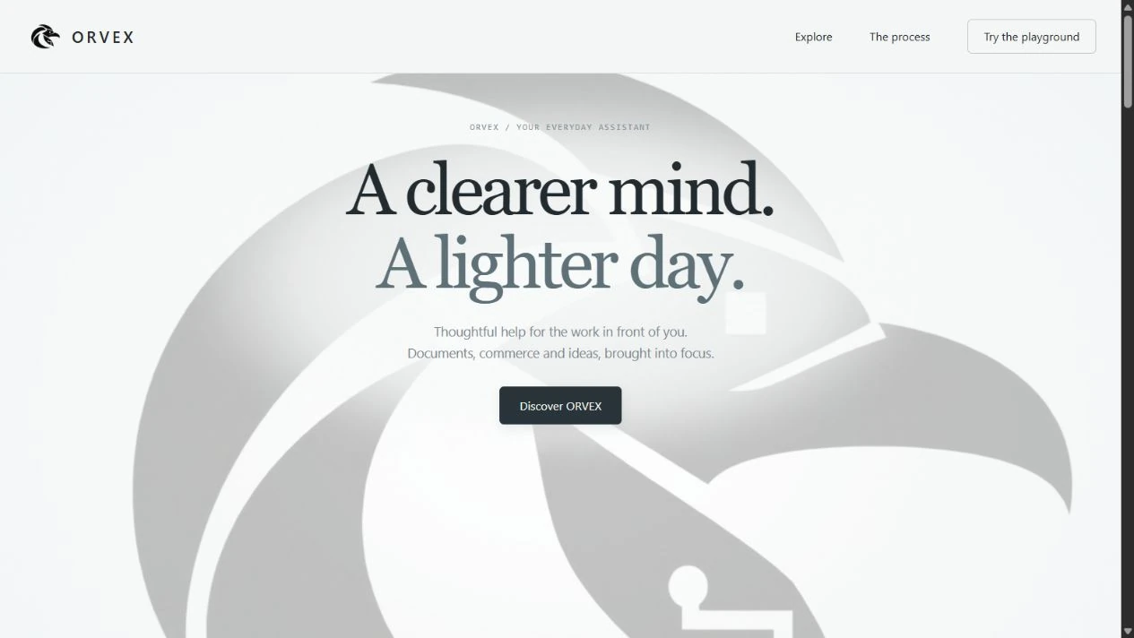 ORVEX — interface presented in a device mockup